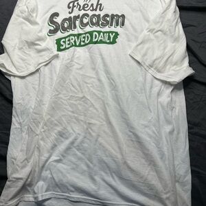 Daily Humor White Tee with Green Accents